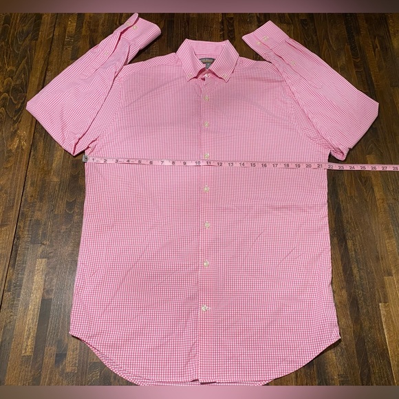 Peter Millar Summer Comfort Shirt Mens Medium Check Performance Stretch Pink - Picture 5 of 9